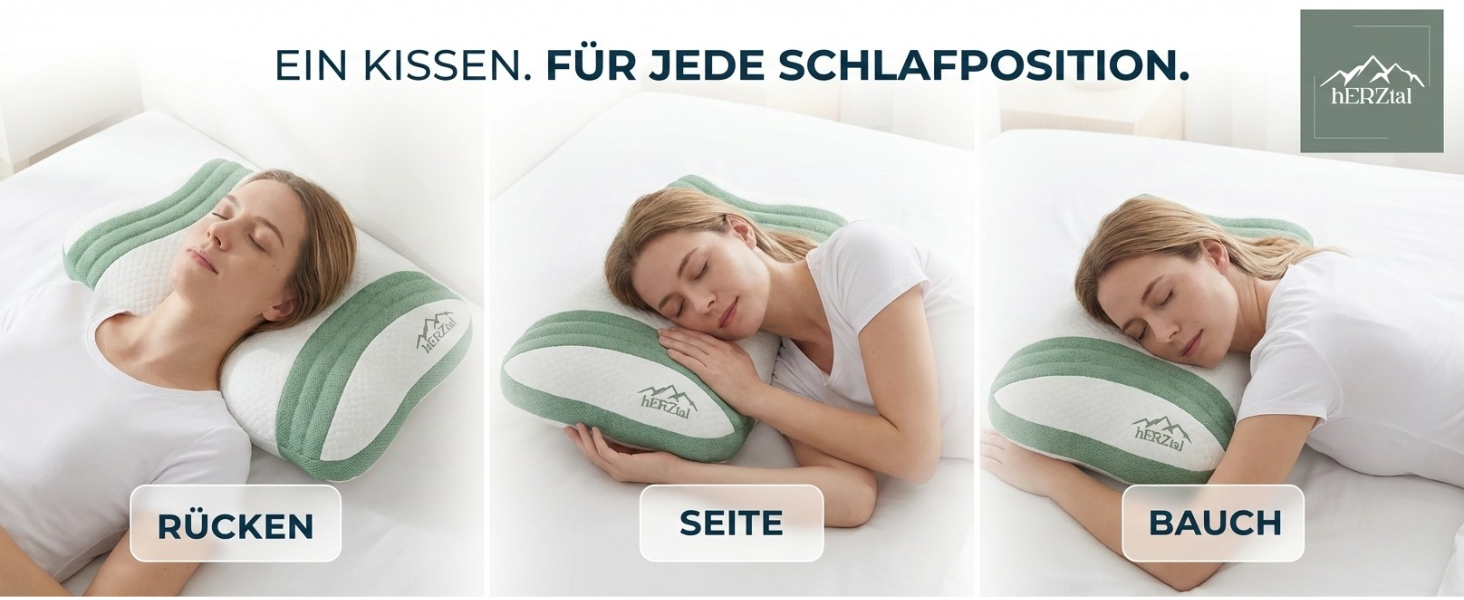 Ортопедична подушка для шиї з Memory Foam – Ергономічна подушка для сну на боці, спині та животі. Подушка для підтримки шийного відділу хребта, проти болю в шиї. Oeko-Tex, знімний чохол.