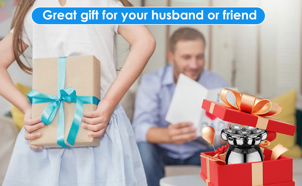 Електричний бритва для голови та бороди Glatzen 5-в-1 з 7 плаваючими головками, IPX6 водонепроникний, тример для носа та вух, LED-дисплей