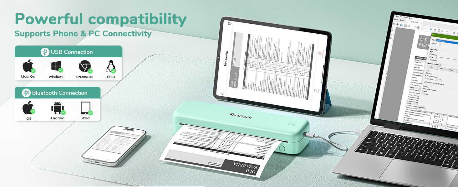 Термодрук Phomemo M834 A4: мобільний принтер для офісу, дому та школи, сумісний зі смартфонами та комп'ютерами