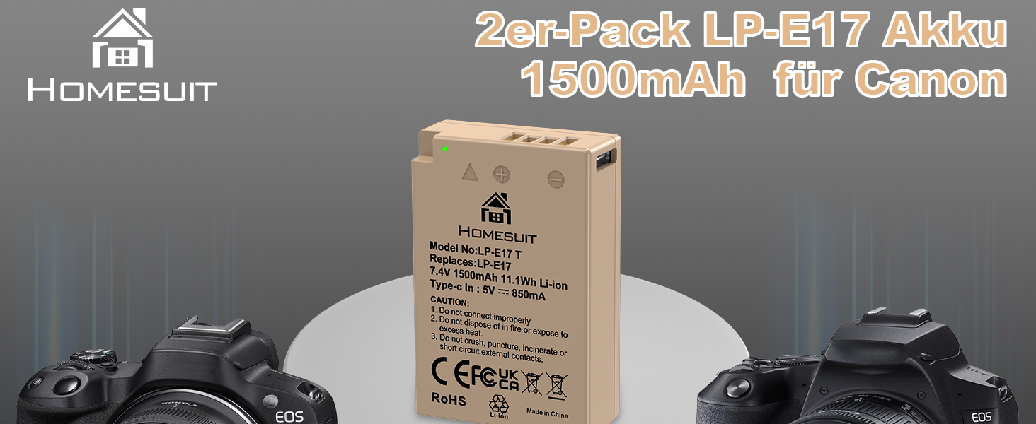 Акумулятор LP-E17 1300mAh та зарядний пристрій Dual USB LED для Canon Rebel SL3, SL2, T8i, T7i, T6i, T6s, EOS R10, R50, R8, RP, M3, M5, M6, 200D, 77D, 750D, 760D, 2x LP-E17 (колір: коричневий)