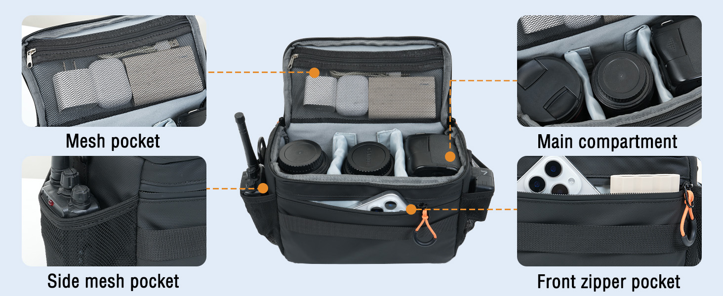 MOSISO Сумка для камери фотографа, водонепроникна сумка через плече для DSLR/SLR/беззеркальних камер Canon/Nikon/Sony, чорна