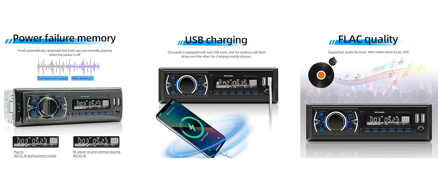Автомагнітола M.I.C.D3307 з DAB+, Bluetooth, FM-радіо, USB, microSD, AUX, мікрофоном, керуванням з керма, 1 DIN, підтримка MP3/WAV, зарядка смартфона