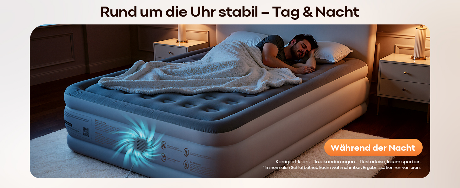 Надувний матрац Premium Luftmatratze з вбудованим насосом для 2 осіб, білий - швидке надування, м'яке флокування, для дому та кемпінгу