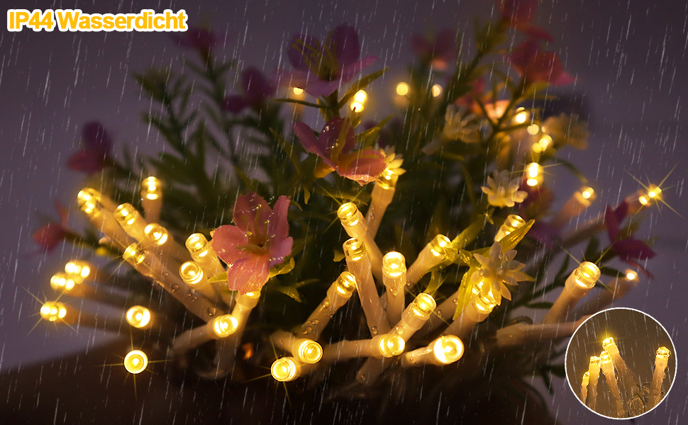 Льод-гірлянда LED 200 LED на батарейках: тепле світло, водонепроникна, з пультом, для декору саду, вечірки, балкона, ялинки