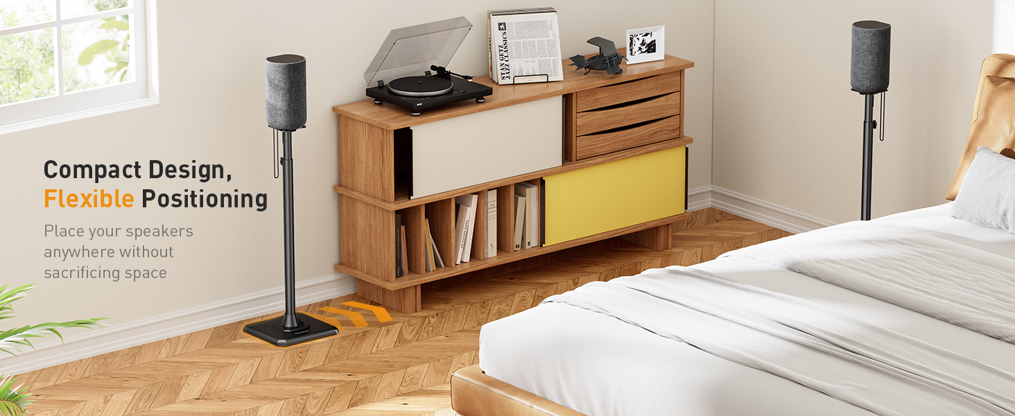 Підставка для колонок Perlegear PGSS12 - пара, регульована висота 83.8-106.7 см, для сателітів, з кабелеуправлінням, 6 кг