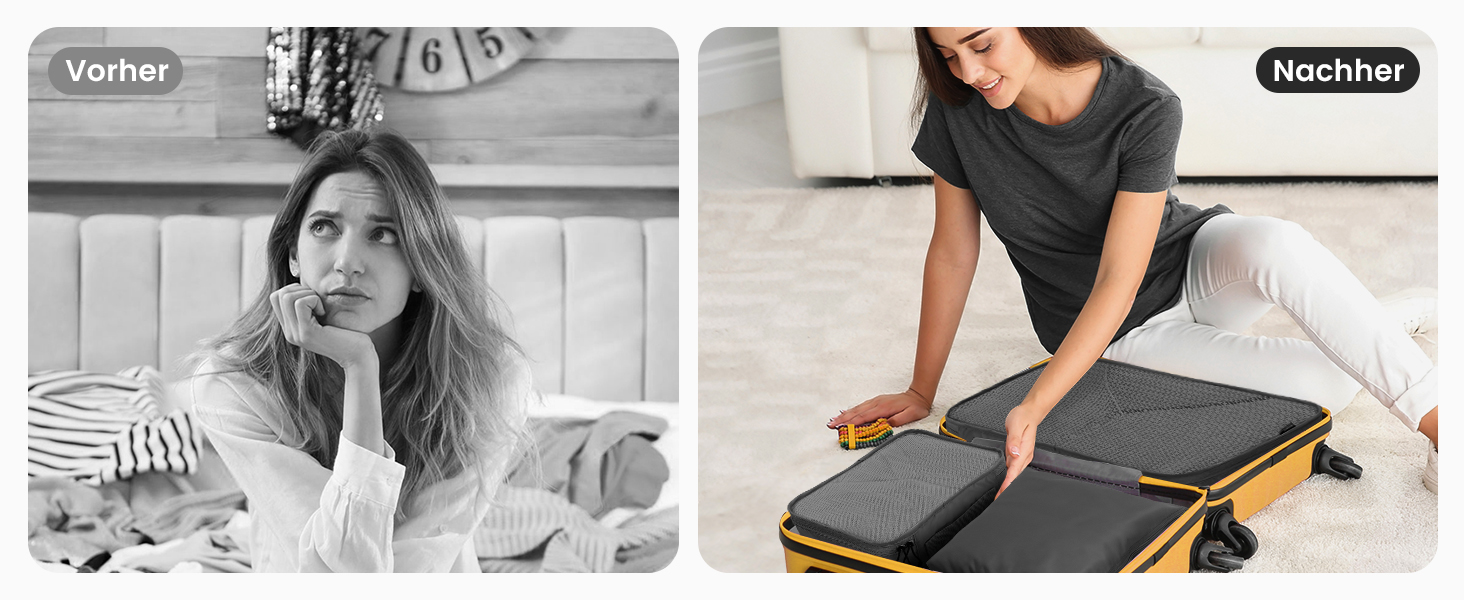 Органайзери для валізи Packing Cubes, 8 шт., водонепроникні, чорні + косметичка