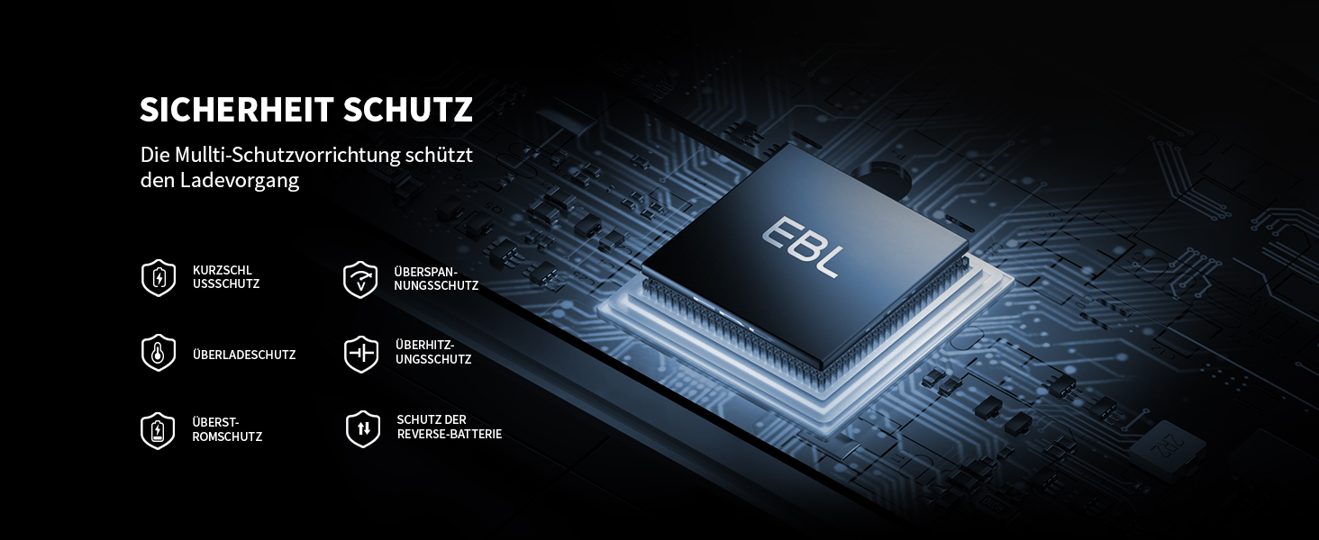 Зарядний пристрій EBL для акумуляторів AA, AAA, 9V, сумісний з NI-MH, USB-C PD3.0 та Micro USB, швидка зарядка