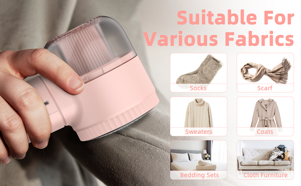 Електричний видалення пілінгу для одягу - портативний збриювач для одягу з 3 швидкостями, 6 лез, LED дисплеєм, рожевий