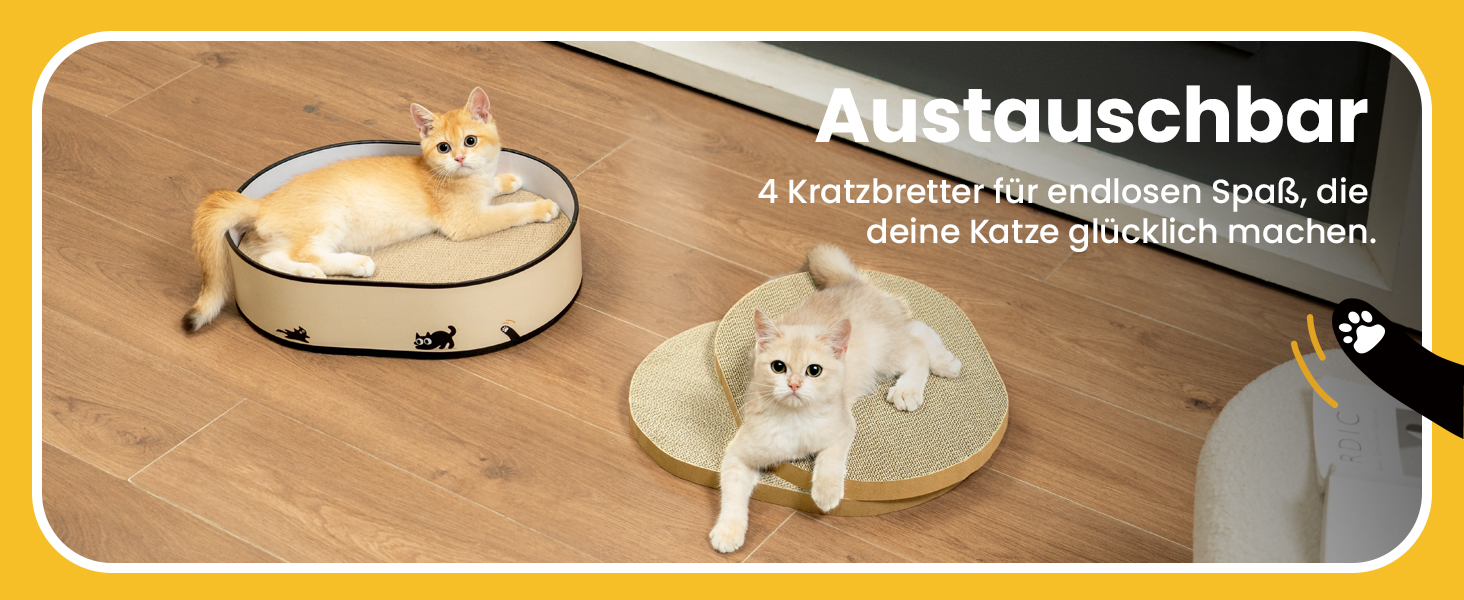 Котячий когтетоп з коробкою та 4 змінними когтеточками - великий комплекс з міцного гофрокартону, двосторонні когтеточки з наклейками DIY - лежанка для котів у квартирі, захист меблів. Великий котячий бокс + 4 когтедрови + наклейки