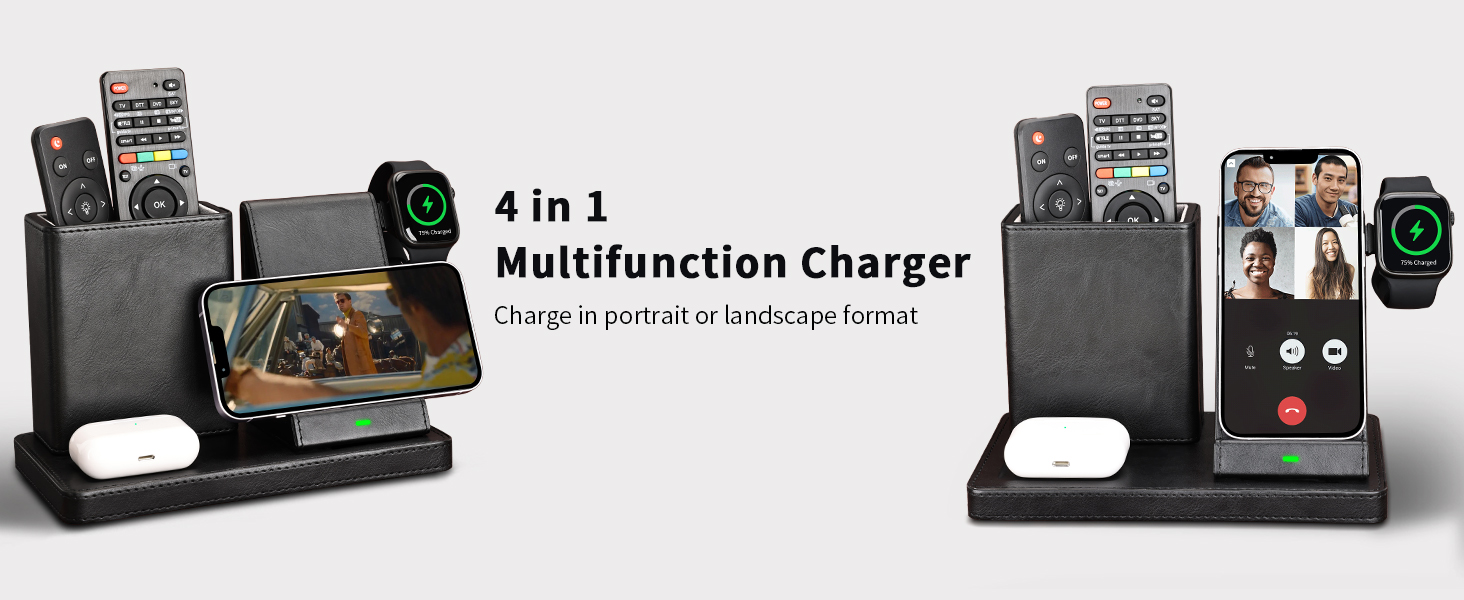 KINGFOM 3-в-1 Індукційна Зарядна Станція: для iPhone, iWatch, AirPods - Чорний