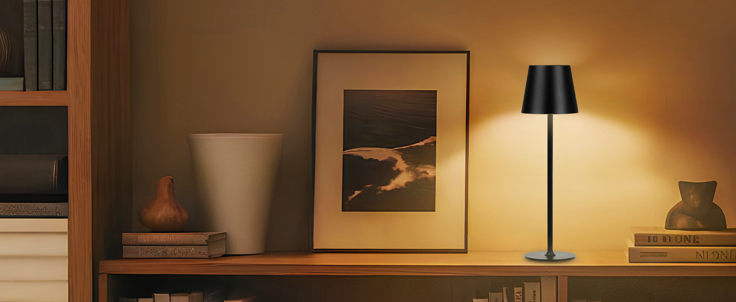 Бездротові LED-лампи настільні, перезаряджаються, 2 шт., 3000K, RGB, USB-C, 5500mAh, вологостійкі, чорні