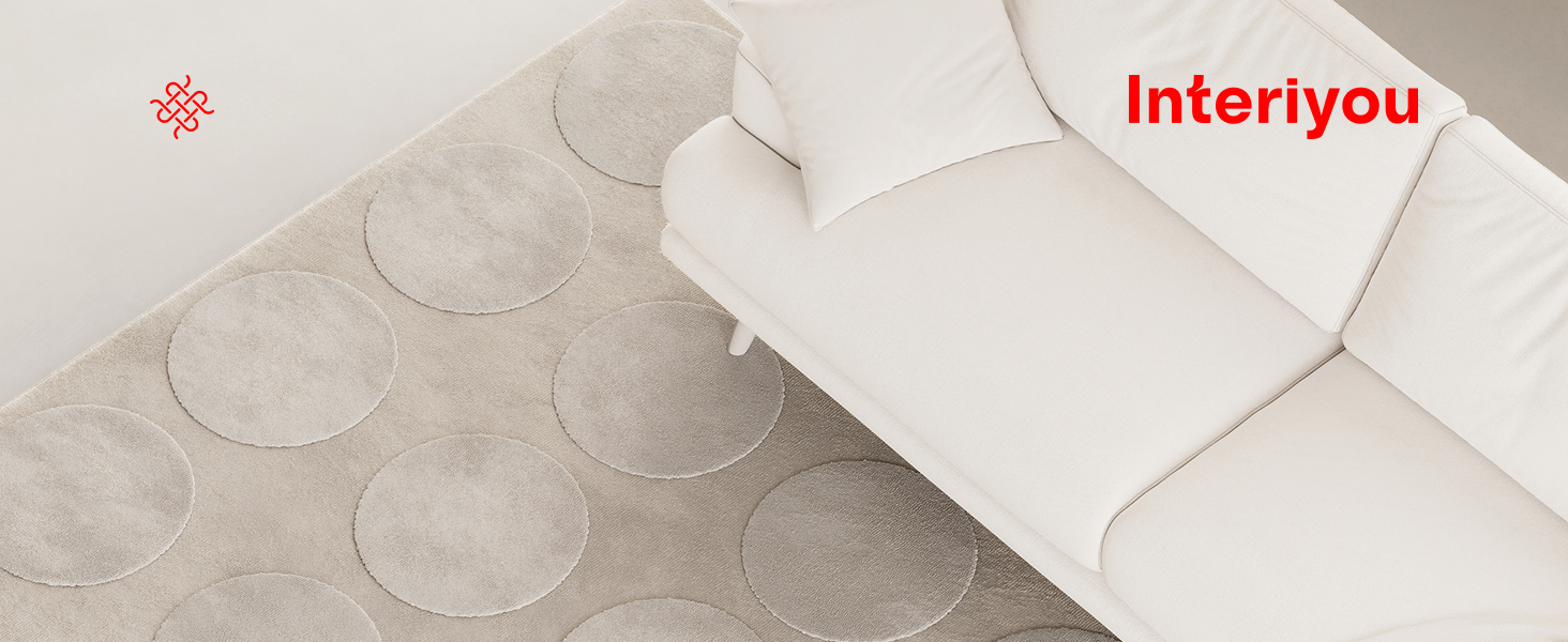 Килимок для вітальні Interiyou Cannes 120x170 см кремовий - для спальні, дитячої, їдальні. Коротке ворсування, скандинавський бохо-стиль, геометричний малюнок, високий/низький ворс