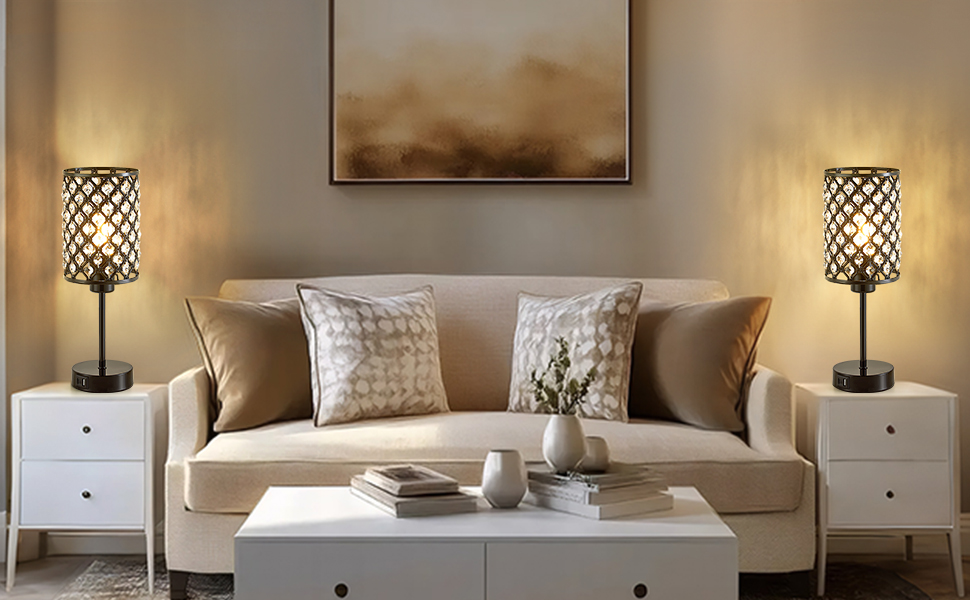 Кристалева лампа GyroVu Kristall: настільна та нічна, диммер, USB A+C, для вітальні та спальні (з лампою)