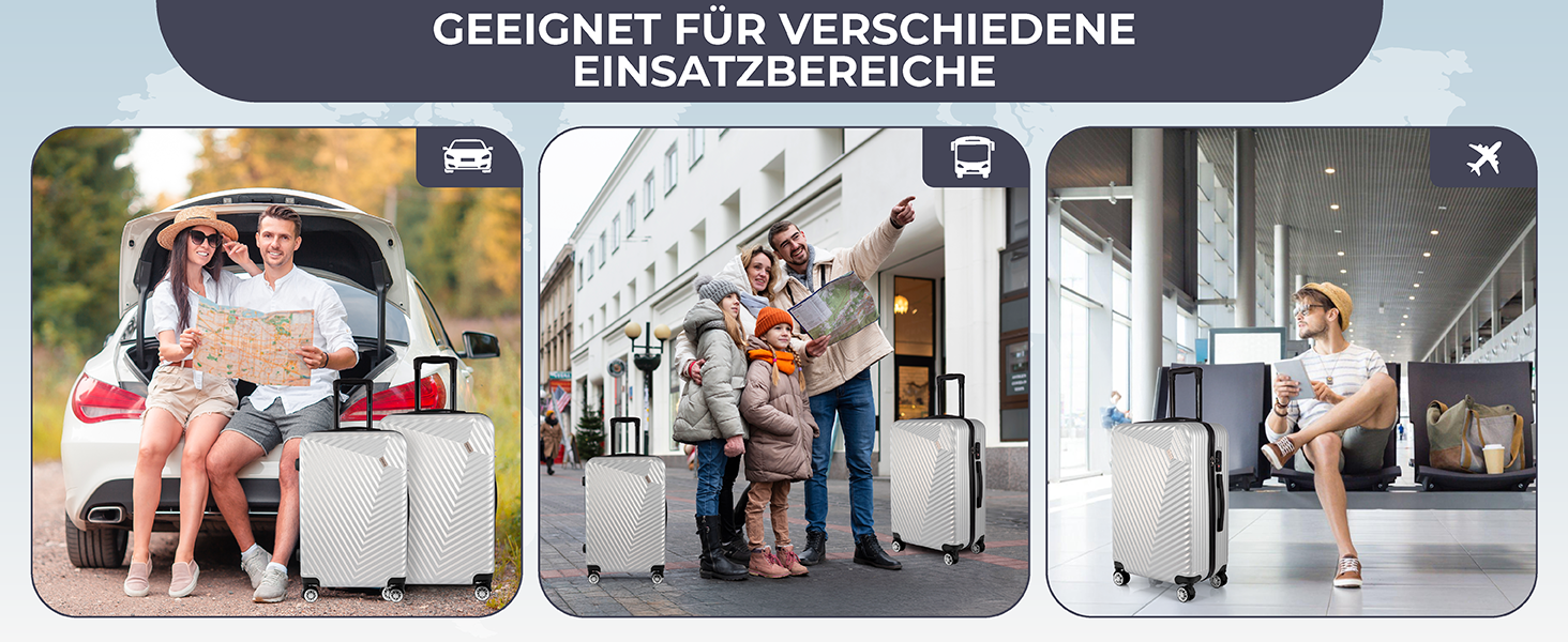 Набір валіз xRace 3 шт. ABS, 20/24/28 дюймів, ручна поклажа, TSA, 360° колеса, стійкий до ударів, преміум підкладка (Сріблястий)