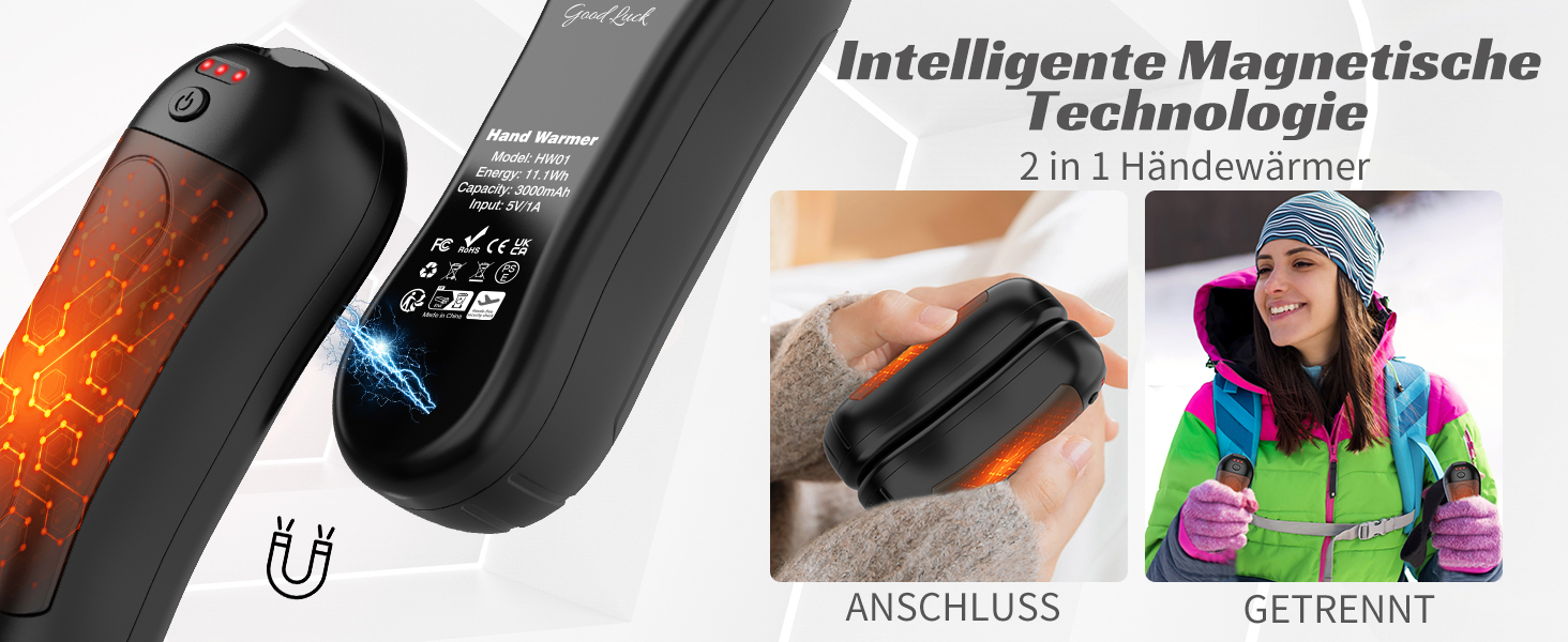 Електричний грілка для рук FANDLISS 6000 mAh USB, 2 шт. - для кемпінгу, на вулицю, на подарунок