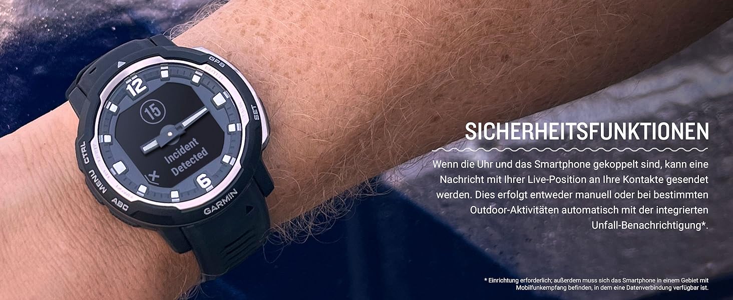 Garmin Instinct Crossover – гібридовий смарт-годинник з GPS, аналоговим вимірюванням часу, 40+ спортивних функцій, сповіщеннями та Garmin Pay (Granitblau/Silber)