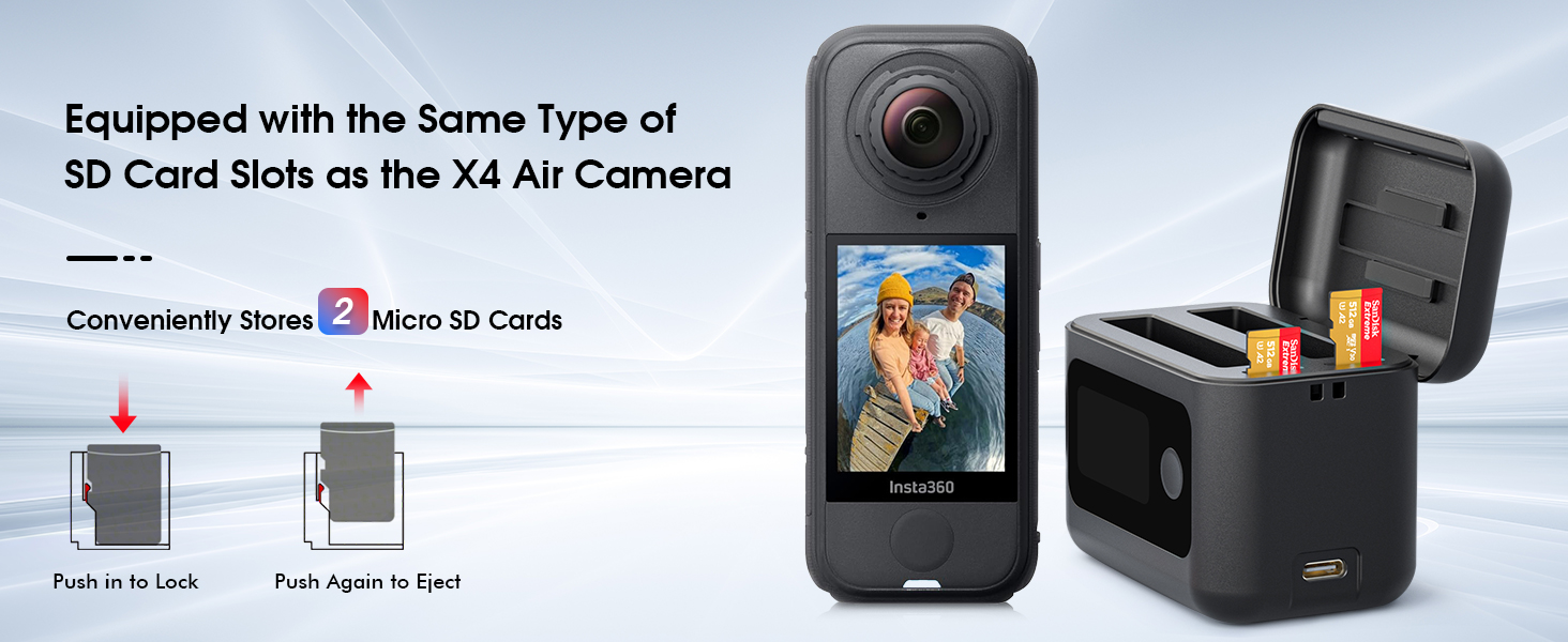 Акумулятори Insta360 X4 Air (2 шт.) з зарядним хабом 24W та LCD-дисплеєм – Treeboy