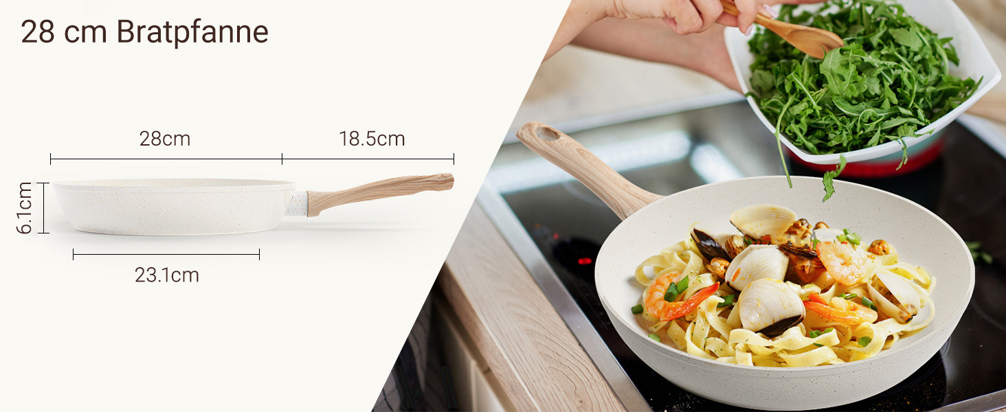 Набір каструль 12 шт. Induktion Kochset: Набір посуду з медичного каменю з кришкою, антипригарне покриття. Ідеально для приготування, смаження та випікання (чорний)