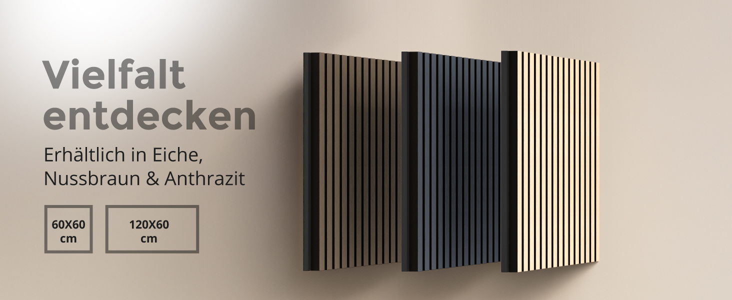 Акустичні панелі з дерева 60x60 см, колір горіх (4 шт.) — стінні звукопоглинаючі панелі-ламелі для шумоізоляції та покращення акустики приміщення