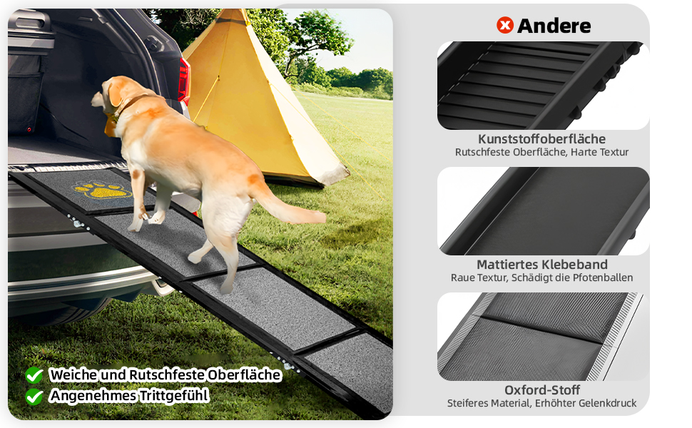 Рампа для собак у машину, розкладна, 170 см, з антиковзким покриттям, для маленьких, середніх та великих собак. Підходить для авто, SUV, вантажівки, дивану та ліжка.