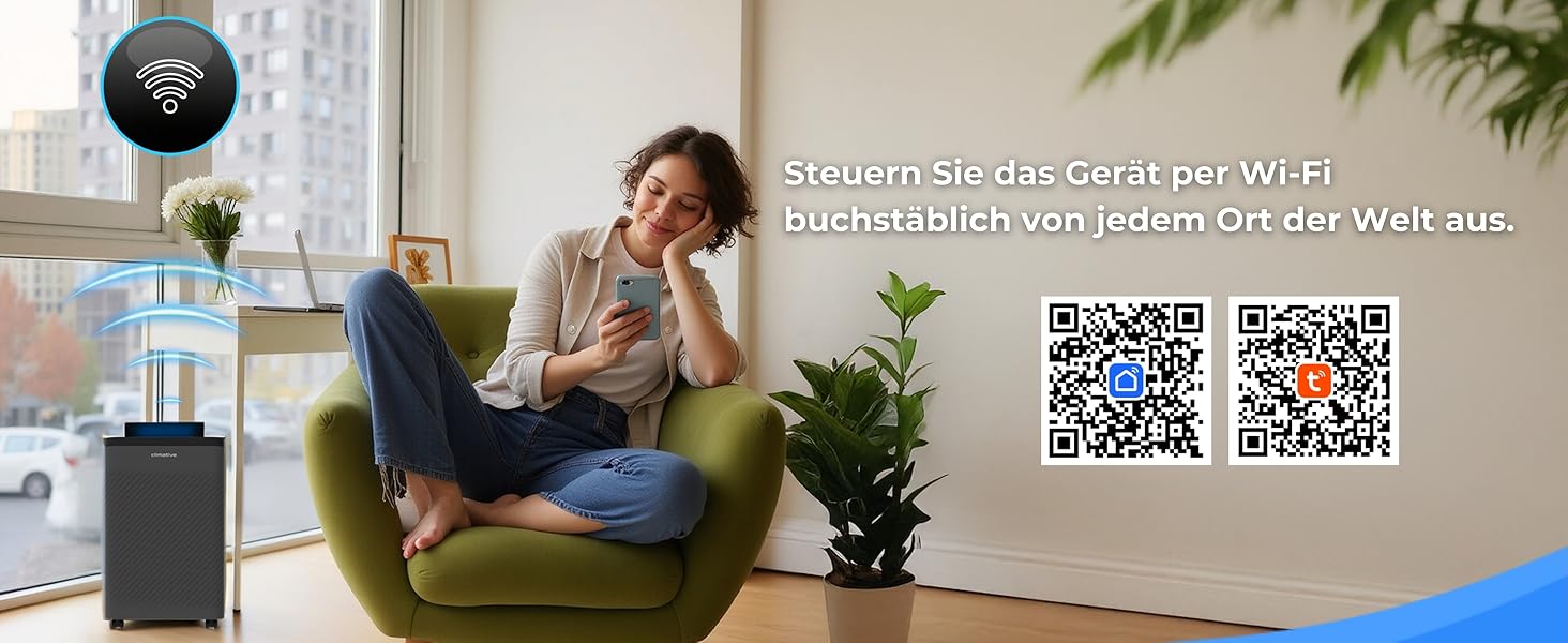 Електричний осушувач повітря Climative ION 12L/24h з Wi-Fi та очищувачем повітря для дому, квартири, ванної кімнати. Осушувач повітря для захисту від вологи та плісняви до 20м² (Nexi 24)