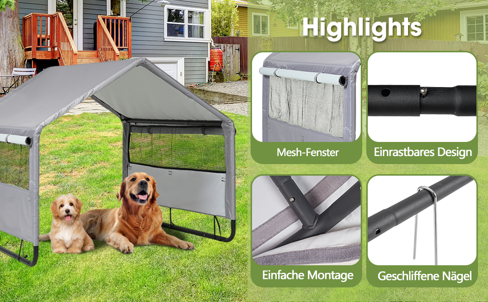 Будка для собак Outdoor 120x120x100 см, водонепроникна, сітка, сірий колір