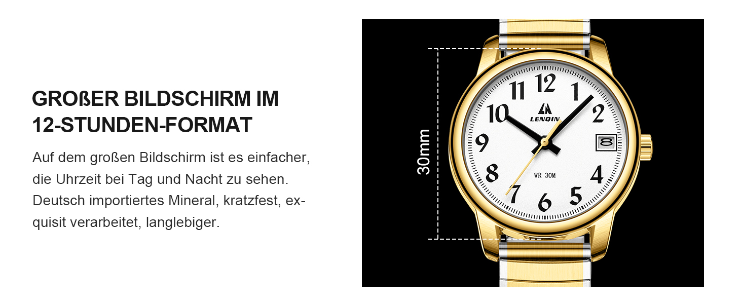 Жіночий годинник LN LENQIN: Водонепроникні годинники для жінок з нержавіючої сталі, кварцовий механізм, регульований браслет (сріблястий, золотий, білий)