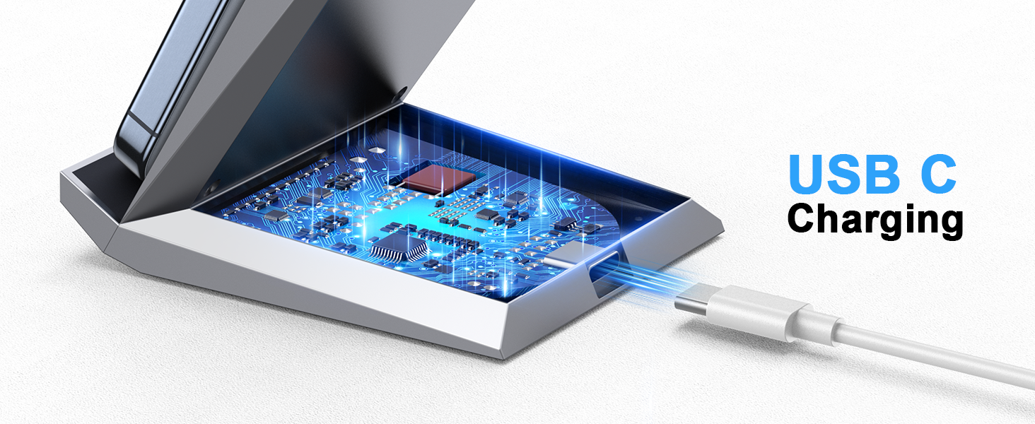 Бездротовий зарядний пристрій NANAMI для iPhone 17/16/15/14/13/12/11 Pro Max/XS/XR/X/8+, Samsung Galaxy S26/S25/S24/S23 - Швидка індуктивна зарядка, сріблястий колір