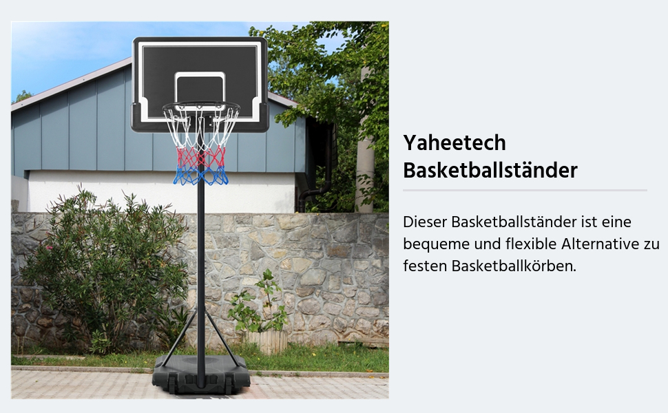 Yaheetech Adjustable Height Mobile Basketball Hoop Stand with Wheels - Indoor/Outdoor Basketball System