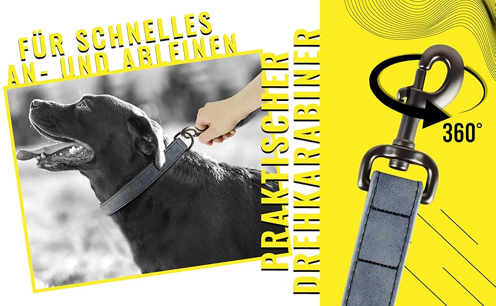 Набір повідка та нашийника ne&no® (веганська шкіра) для собак, 1.2м, блакитний/антрацит, регульований, з карабіном