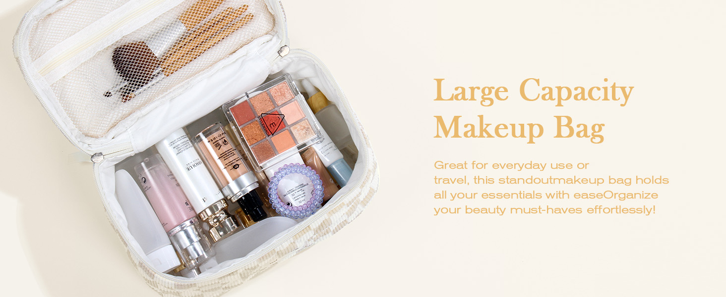 Набір косметичок 3 шт. з квітковим принтом, для подорожей та повсякденного використання | Косметичка для макіяжу для жінок та дівчат. Хакі в клітинку