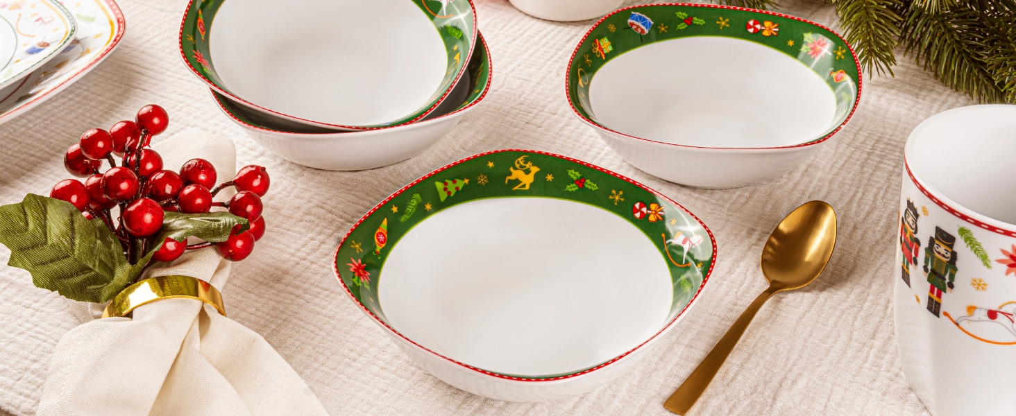 SÄNGER Tafelservice Bilgola: 18-Piece Porzellan Geschirr Set für 6 Personen | PREMIUM COLLECTION (Design Nussknacker)