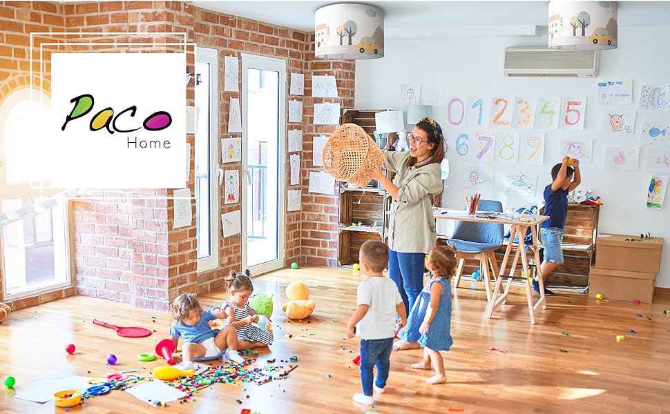 Підвісна лампа Paco Home для дитячої кімнати, біла, Ø45,5 см, E27, дизайн 6, стельова люстра зі світильником у вигляді дороги, для хлопчиків і дівчаток
