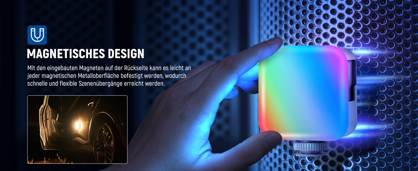 NEEWER BL60C LED-панель для відеозйомки: RGB, 8W, 2700K-7500K, портативна, з акумулятором 4000mAh, метал, CRI 97