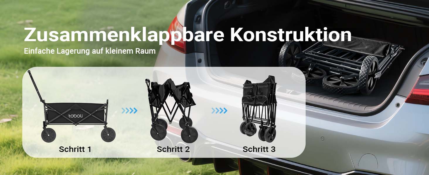 Болерваген складний Offroad чорний, вантажність до 100 кг, візок для пляжу, саду, покупок