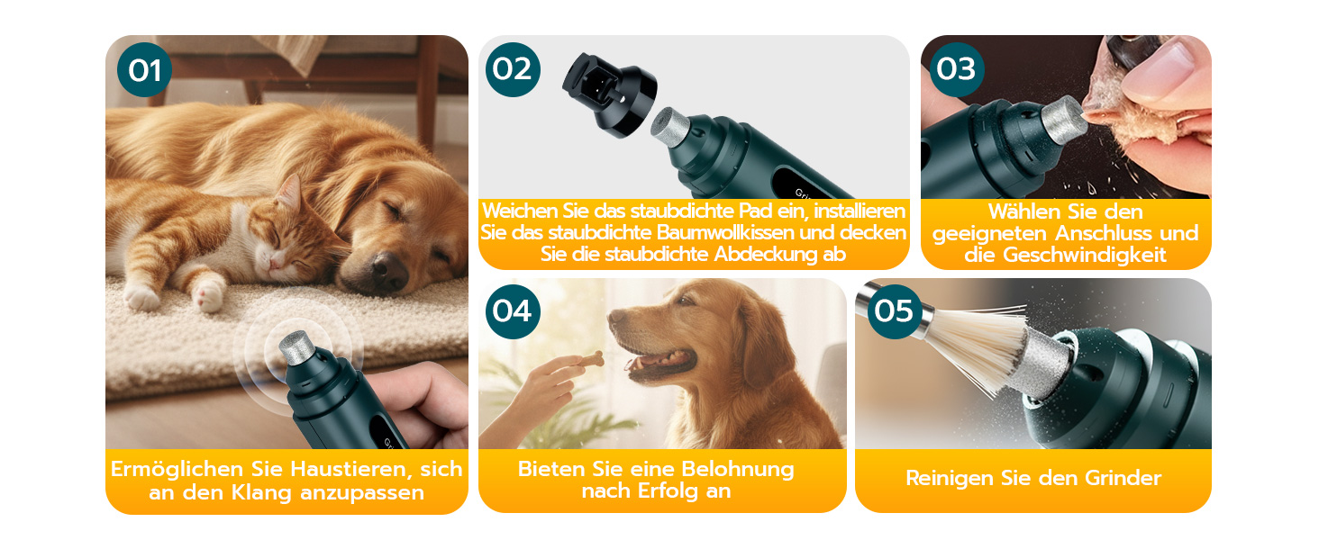 Електричний точило для кігтів домашніх тварин Mcbazel для котів та собак, тихий точило для собак з LED-підсвіткою, регульований з 5 швидкостями, точило для кігтів, алмазний шліфувальний диск