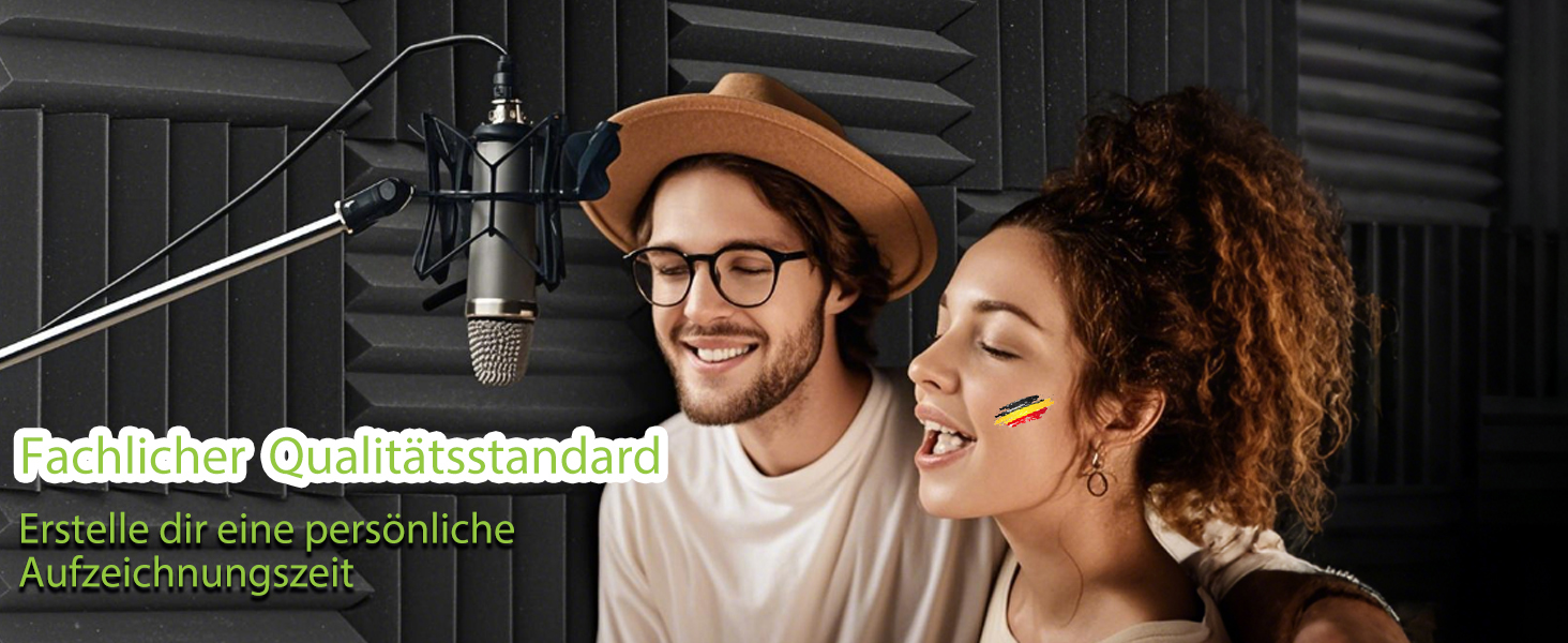 Акустичний поролон Foneso для звукоізоляції, панелі-поглиначі шуму 30x30x5 см, висока щільність 25кг/м³, чорний (12 шт) для студії, офісу та кінотеатру