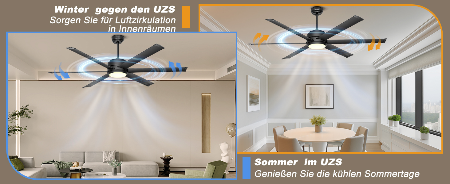 Deckenventilator Ohniyou з підсвіткою, пультом та додатком, 152.4 см (60 дюймів), регульована яскравість, DC-двигун, великий вентилятор для тераси, вітальні, чорний