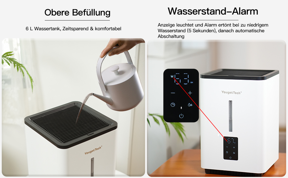 Зволожувач повітря 6L Top Fill, ультразвуковий, 1000 мл/год, автовимкнення, білий EH18S