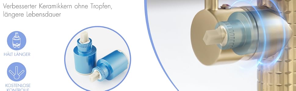 Сучасний кухонний змішувач AIMADI з висувною лійкою та 360° поворотом, чорний/рожеве золото, з двома виходами, для високого тиску