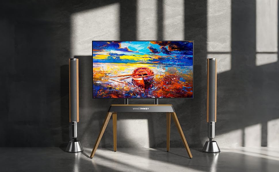Підставка для телевізора Vanconwey Boden TV Ständer для LED/LCD екранів 40-86 дюймів, дерев'яно-металева, до 110lbs, VESA 600x400mm, горіх (VC-Z1818)