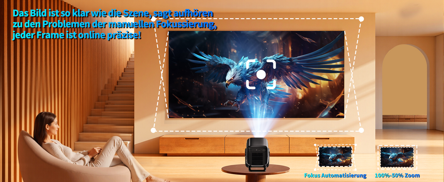 Портативний проєктор Mini Beamer 4K з WiFi 6, Bluetooth 5.4, автоматичною корекцією трапецеїдальних спотворень, обертання 270°, підтримка USB/Laptop, з пультом ДУ та мишкою, білий (Black-1)