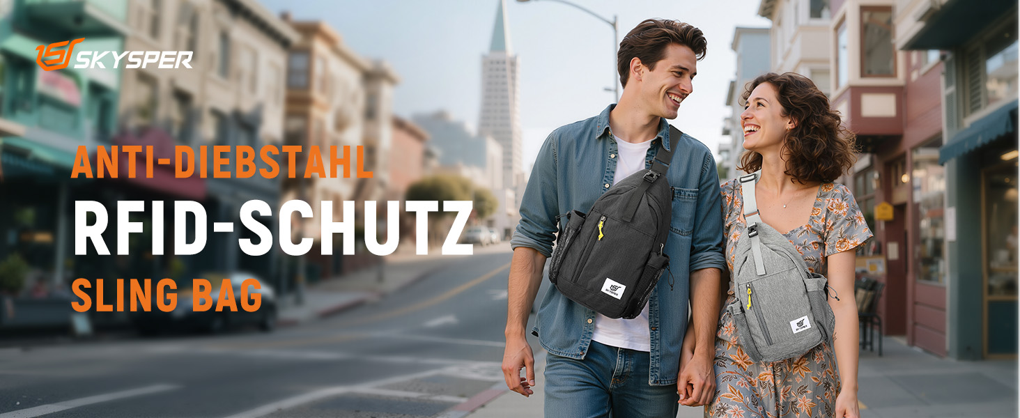 Чоловіча сумка через плече SKYSPER: стильна, захищена від крадіжок, для подорожей та повсякденного використання (чорна)