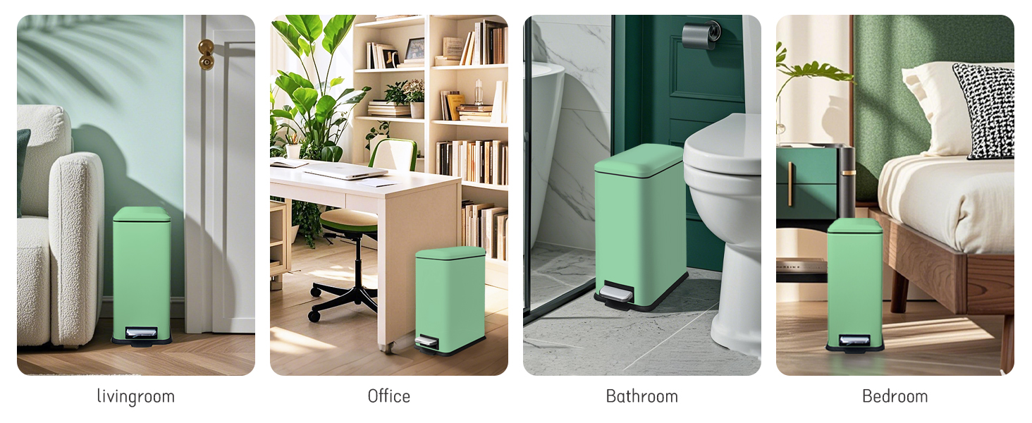 Відро для сміття кухонне 30 літрів, вузьке з кришкою, з м'яким закриттям, з педаллю, для кухні, ванної кімнати та офісу, зелене