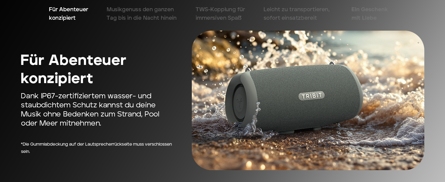 Tribit StormBox Lava: Портативна Bluetooth колонка 80 Вт, чорна. Водонепроникна (IP67), 24 год, Bluetooth 5.4, EQ, Bass Boost, TWS для вечірок, пляжу, кемпінгу