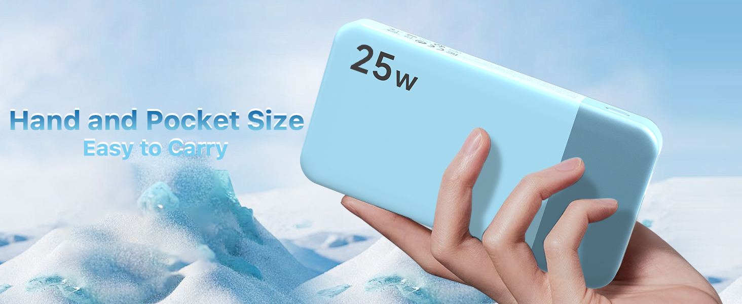 Power Bank NOBIS 10000mAh з цифровою індикацією, 25W, USB-C, блакитний
