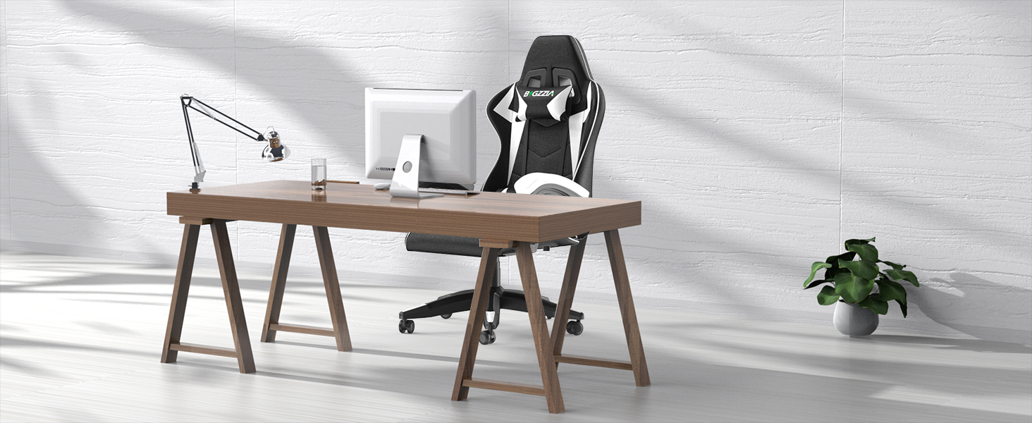 Геймерське крісло Racingreat Ergonomic: регульоване, PU-шкіра, з підголівником, для дітей, підлітків та дорослих, кремово-біле