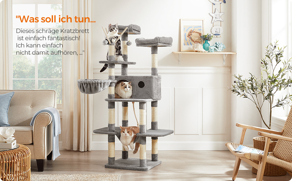 Драбина для котів Feandrea, XXL, 164 см, світло-сіра, PCT087W01