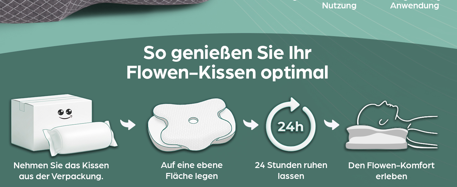 Ергономічна подушка для шиї Flowen з ефектом пам'яті (Memory Foam) від болю в шиї та хропіння, універсальна для будь-якої пози сну, темно-сіра