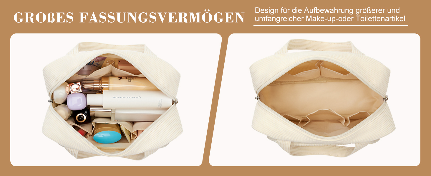 Косметичка жіноча Kalidi з багатьма відділеннями та слотом для пензлів, велика сумка для макіяжу, органайзер для косметики, валізка, темно-зелений (бежевий)